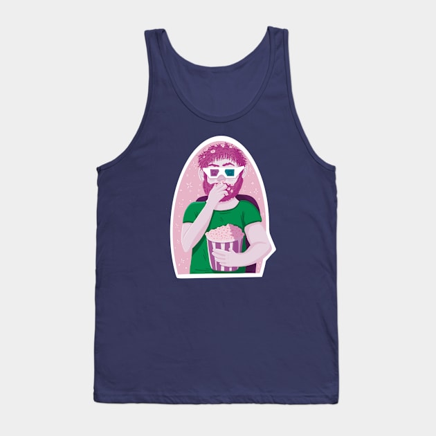 Cinema lover eating popcorn Tank Top by Xatutik-Art